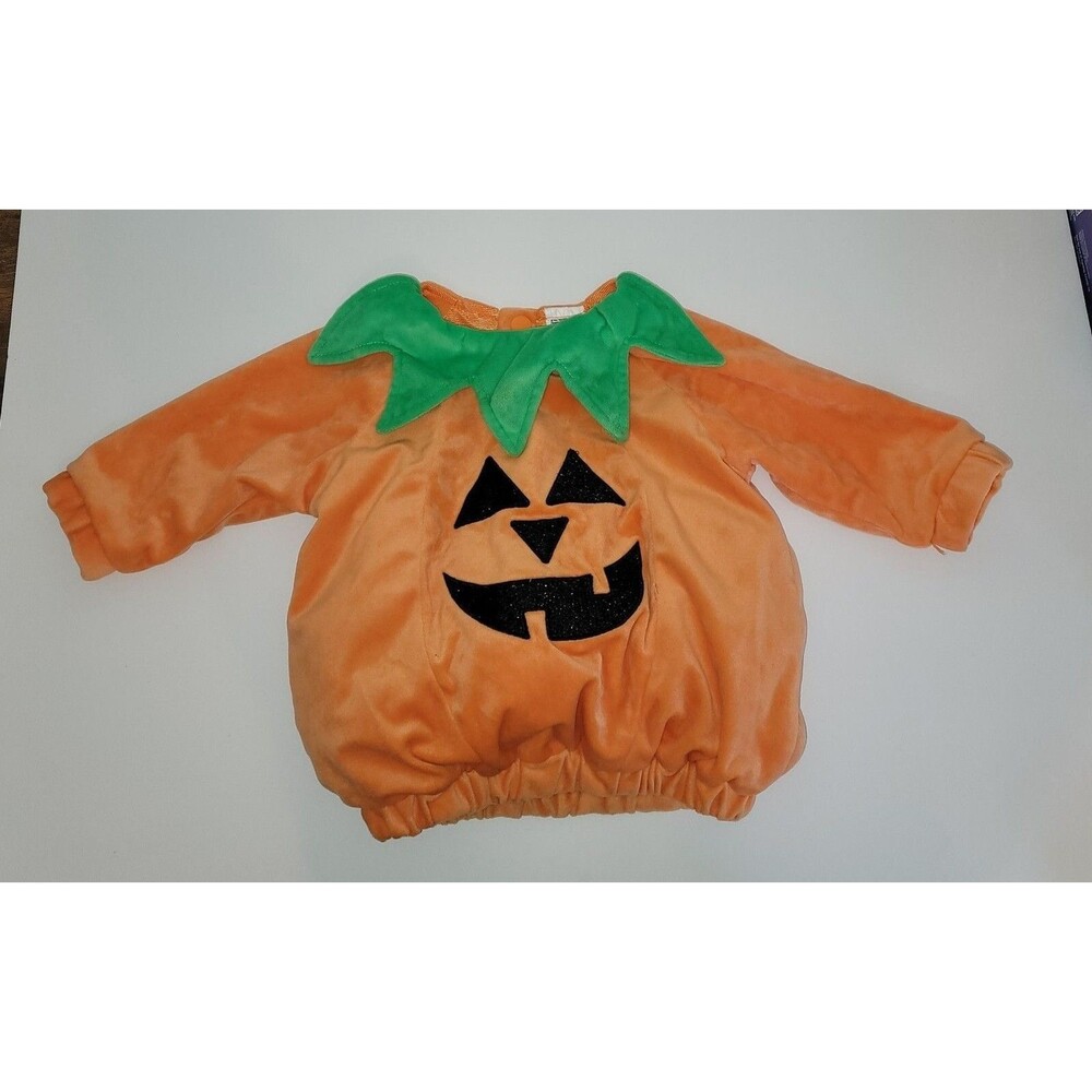 New Infant Pumpkin Costume Size 0-6 Months Orange Green Halloween Outfit